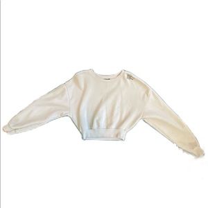 ZARA Beige Cropped Crewneck Sweatshirt